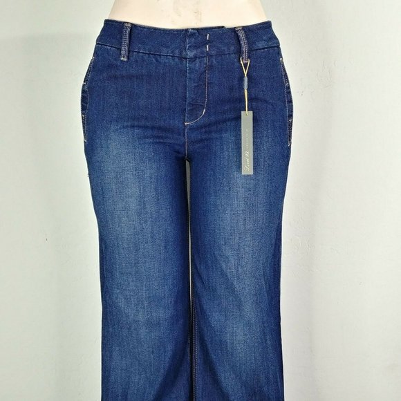 Level 99 Flared Wide Leg Women's Blue Denim Jeans - Picture 10 of 12
